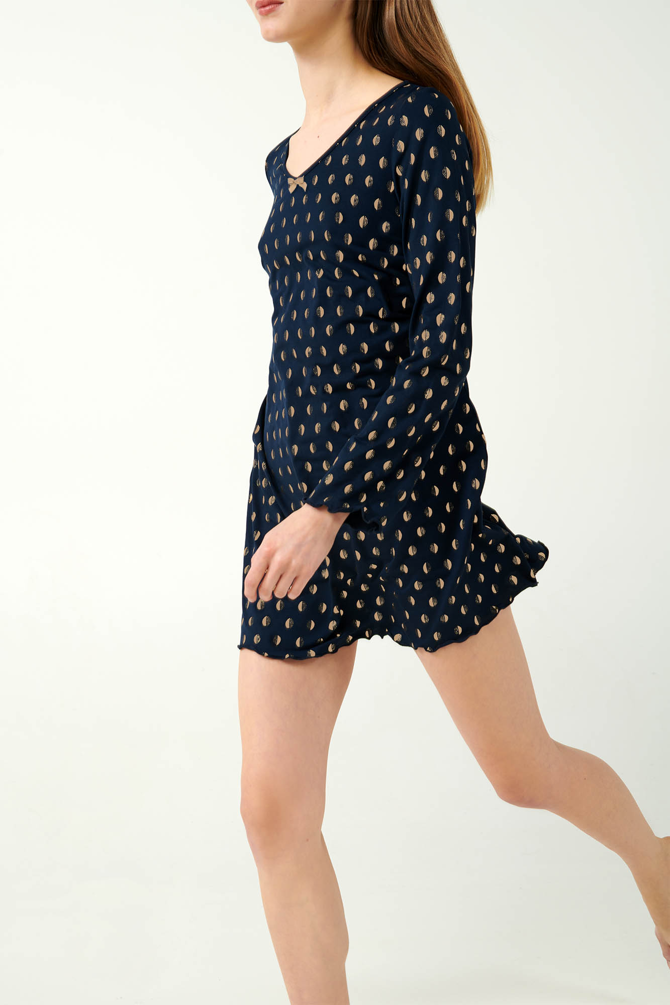 3_0933666090 Micromodal Νυχτικό με Μακρύ Μανίκι