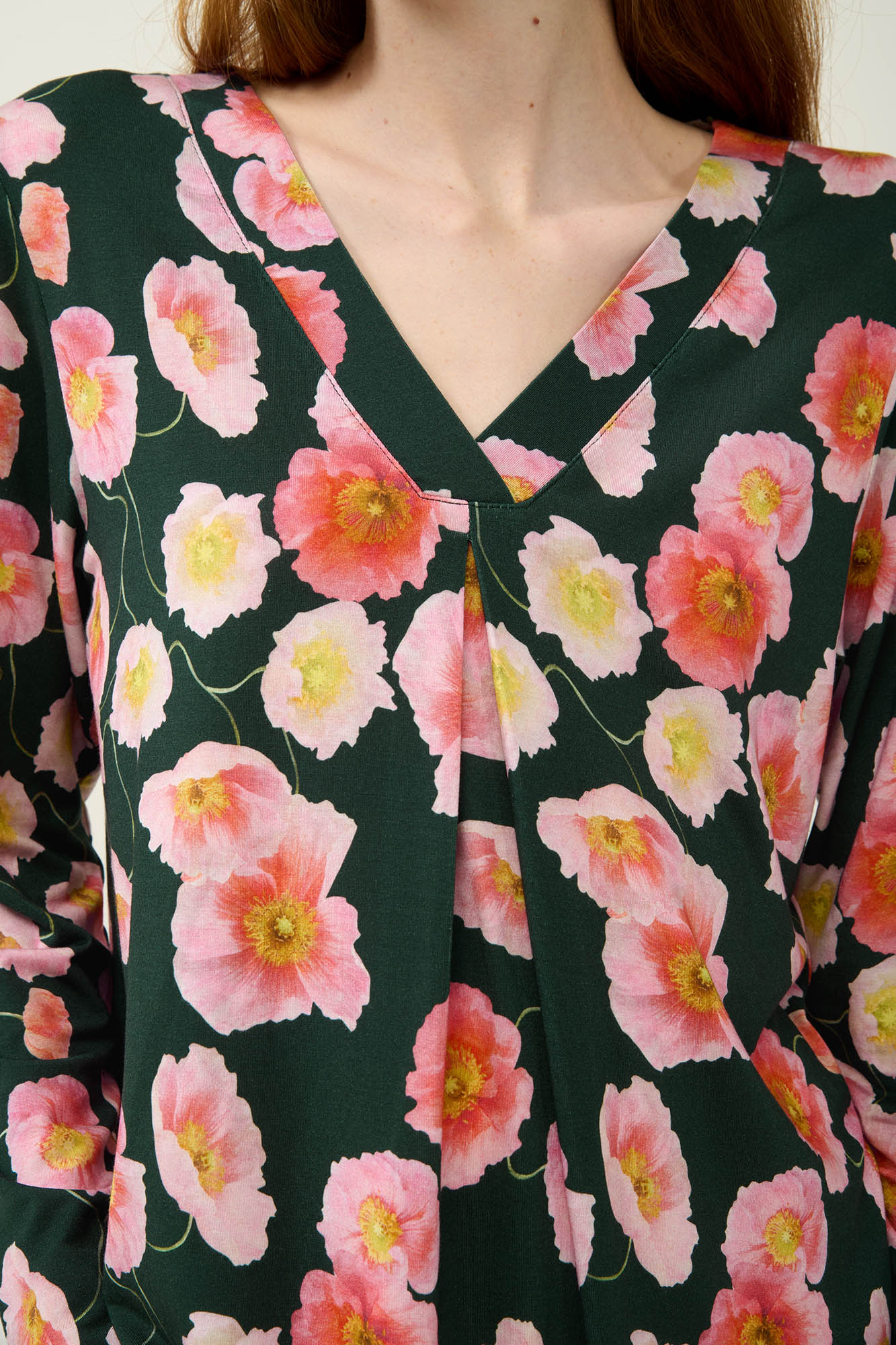 Φλοράλ Νυχτικό Micromodal με Πιέτα