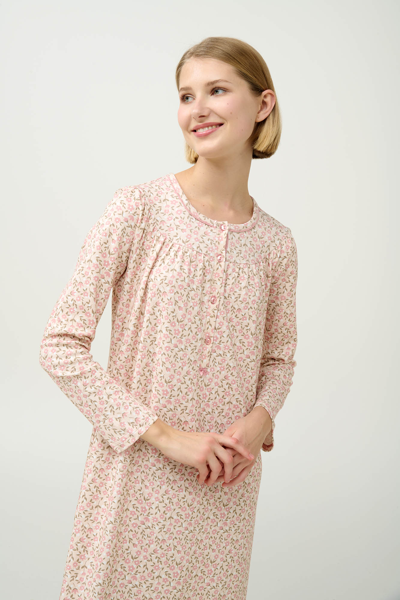 Βαμβακερό Φλοράλ Νυχτικό με Πατιλέτα