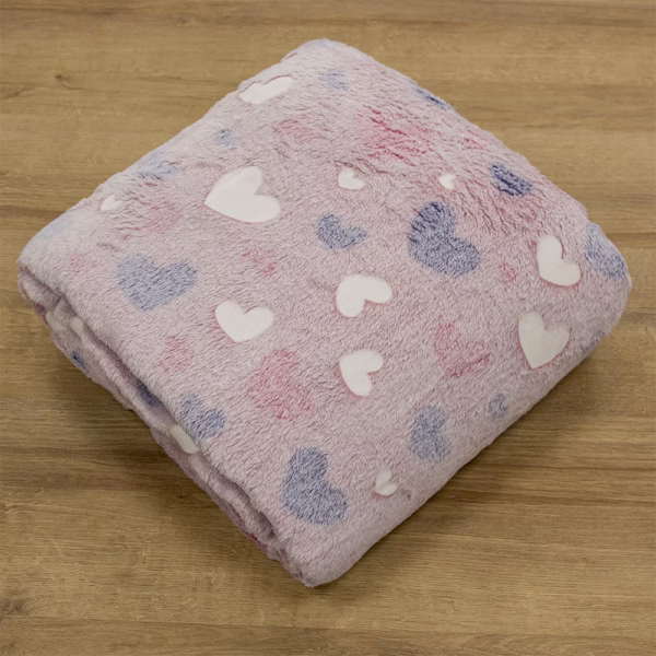 LINO ΚΟΥΒΕΡΤΑ FLEECE ΦΩΣΦΟΡΙΖΕ HERZ PINK 110X150