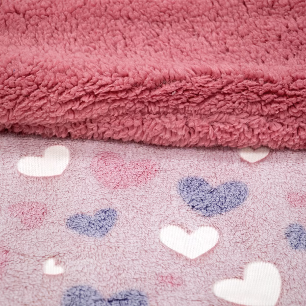 4300001066-c LINO ΚΟΥΒΕΡΤΑ FLEECE SHERPA ΦΩΣΦΟΡΙΖΕ HERZ PINK 110X150