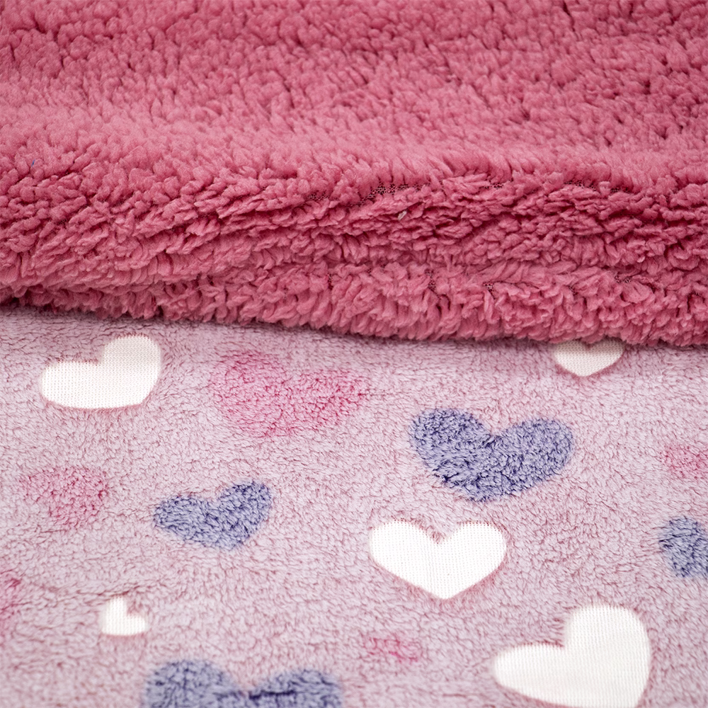 4300001066-c LINO ΚΟΥΒΕΡΤΑ FLEECE SHERPA ΦΩΣΦΟΡΙΖΕ HERZ PINK 110X150