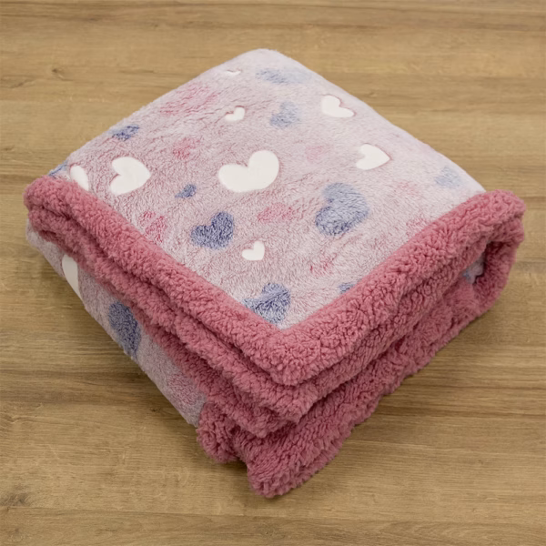 4300001066-d LINO ΚΟΥΒΕΡΤΑ FLEECE SHERPA ΦΩΣΦΟΡΙΖΕ HERZ PINK 110X150