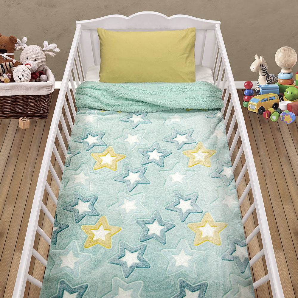 LINO ΚΟΥΒΕΡΤΑ FLEECE SHERPA ΦΩΣΦΟΡΙΖΕ STER MINT 110X150