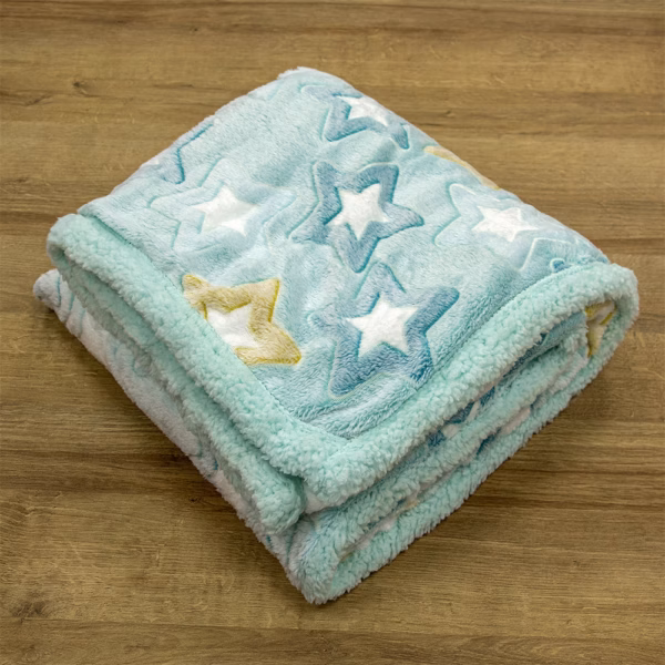 LINO ΚΟΥΒΕΡΤΑ FLEECE SHERPA ΦΩΣΦΟΡΙΖΕ STER MINT 110X150