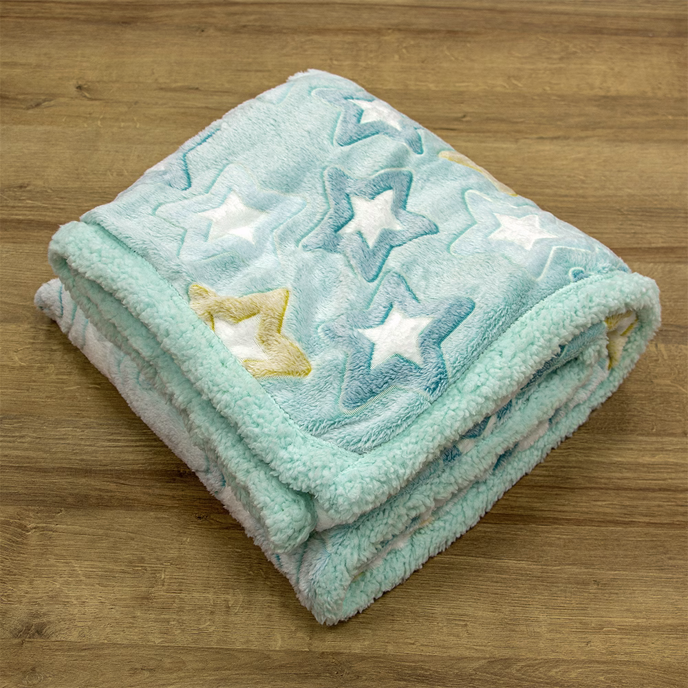 LINO ΚΟΥΒΕΡΤΑ FLEECE SHERPA ΦΩΣΦΟΡΙΖΕ STER MINT 110X150