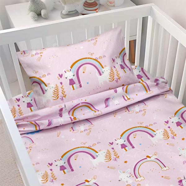 4500001158-a LINO BEBE ΣΕΤ ΣΕΝΤΟΝΙΑ RAINBOW GALLOP PINK 120X180