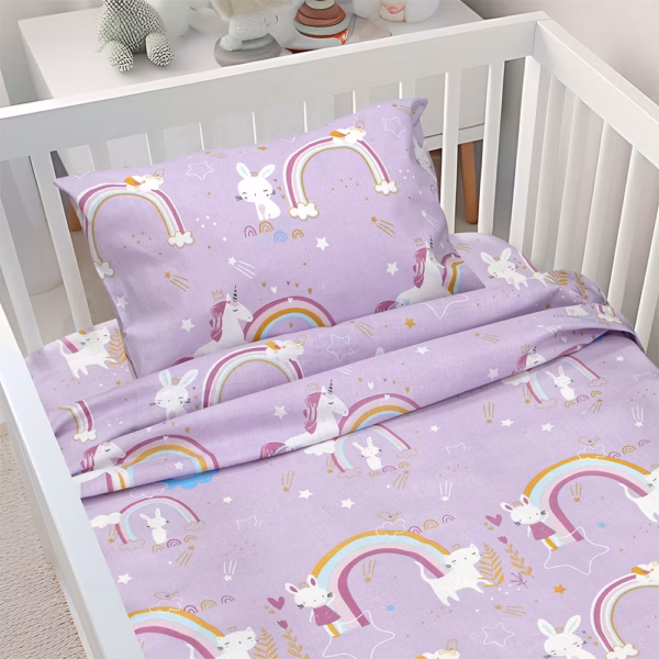 LINO BEBE ΣΕΤ ΣΕΝΤΟΝΙΑ RAINBOW GALLOP LILAC 120X180
