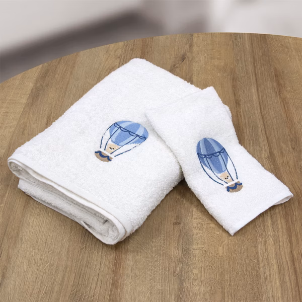 LINO Σετ Πετσέτες Παιδικές 2τμχ (50x90,70x140) Paloncino Λευκό/Μπλε