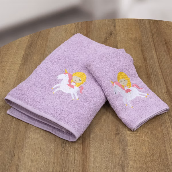 LINO Σετ Πετσέτες Παιδικές 2τμχ (50x90,90x140) Corno Λιλά