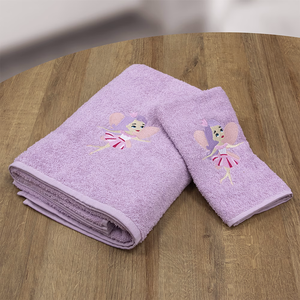 LINO Σετ Πετσέτες Παιδικές 2 τμχ (50x90,70x140) Hada Λιλά