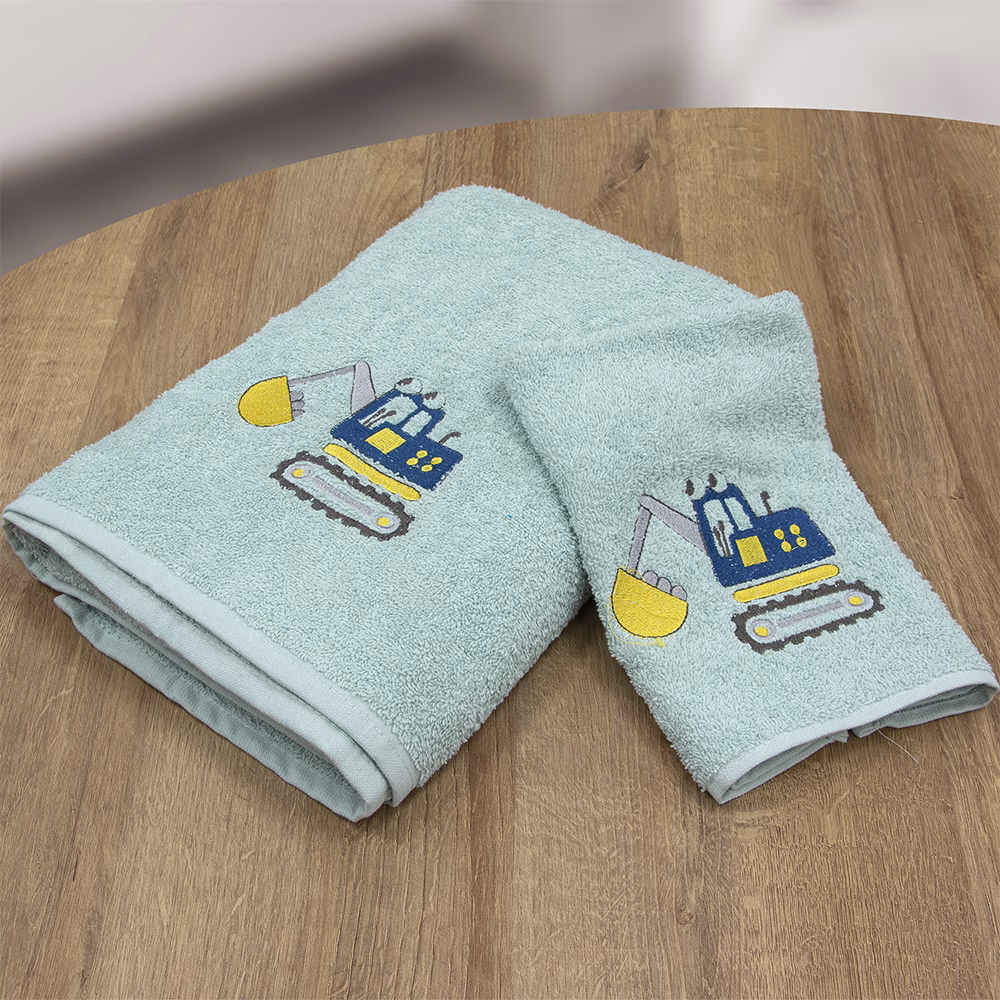 LINO Σετ Πετσέτες Παιδικές 2 τμχ (50x90,70x140) Trattore Μέντα