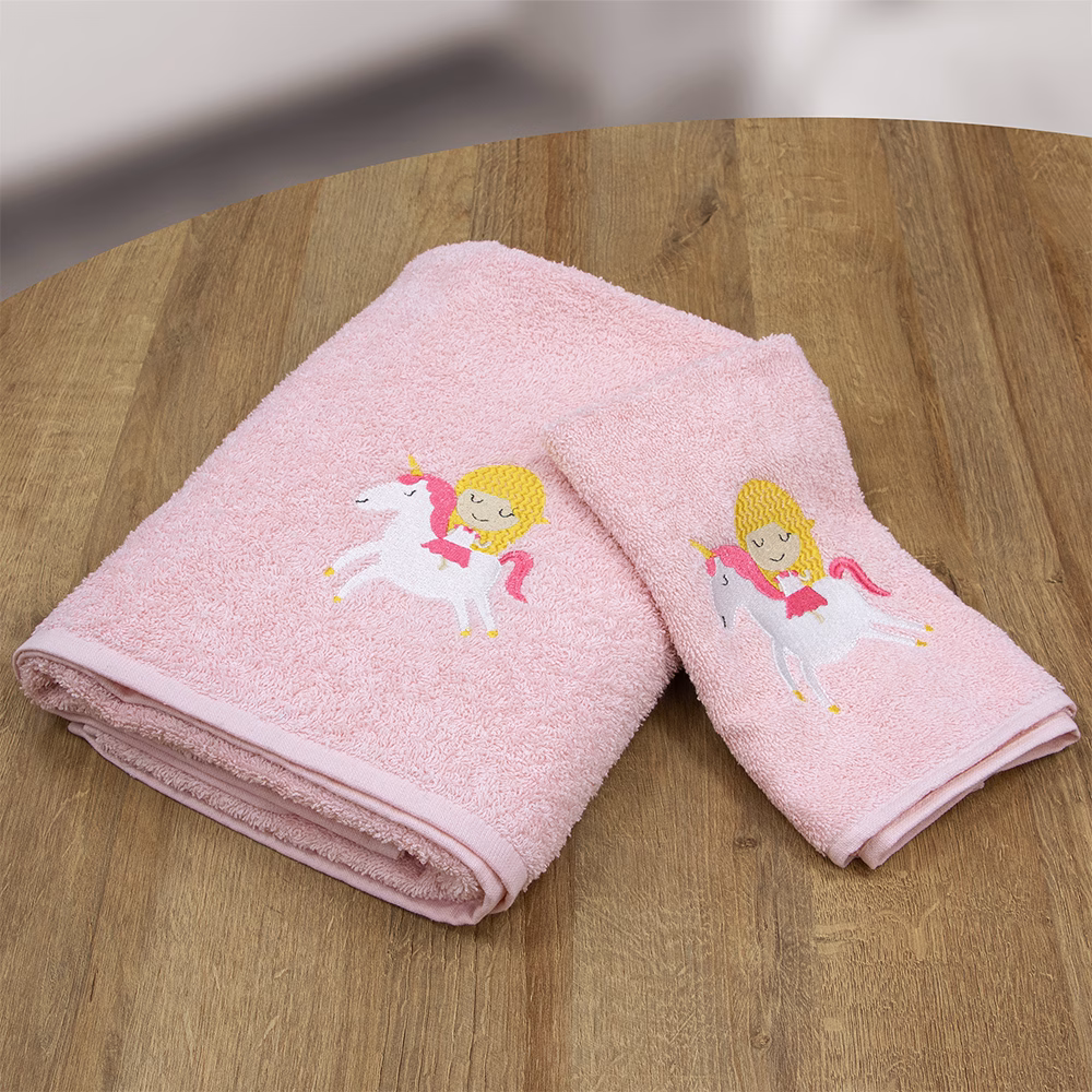 LINO Σετ Πετσέτες Παιδικές 2 τμχ (50x90,70x140) Corno Ροζ