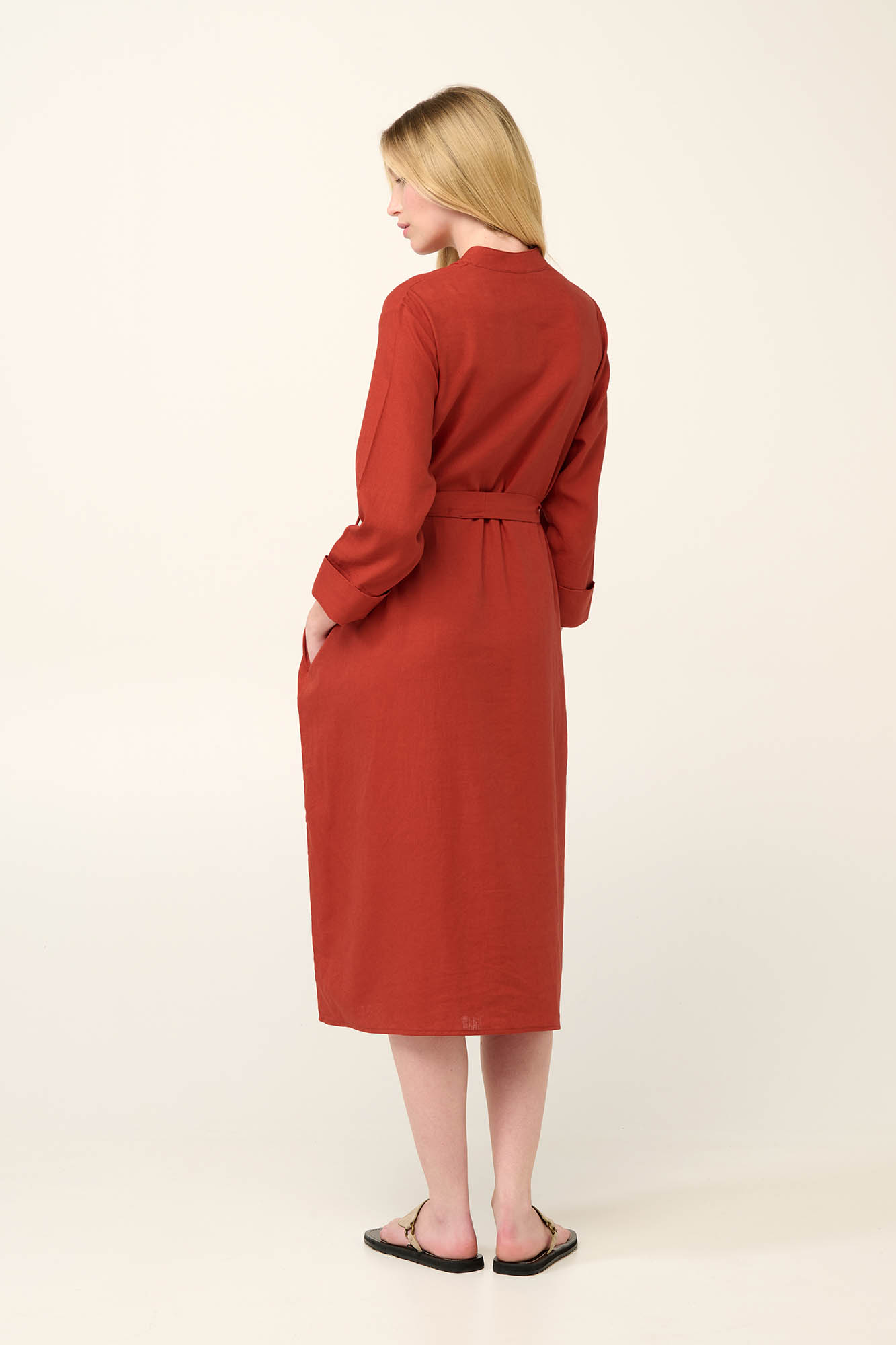 4_0005358583 Κουμπωτό Καλοκαιρινό Φόρεμα με Μανίκι