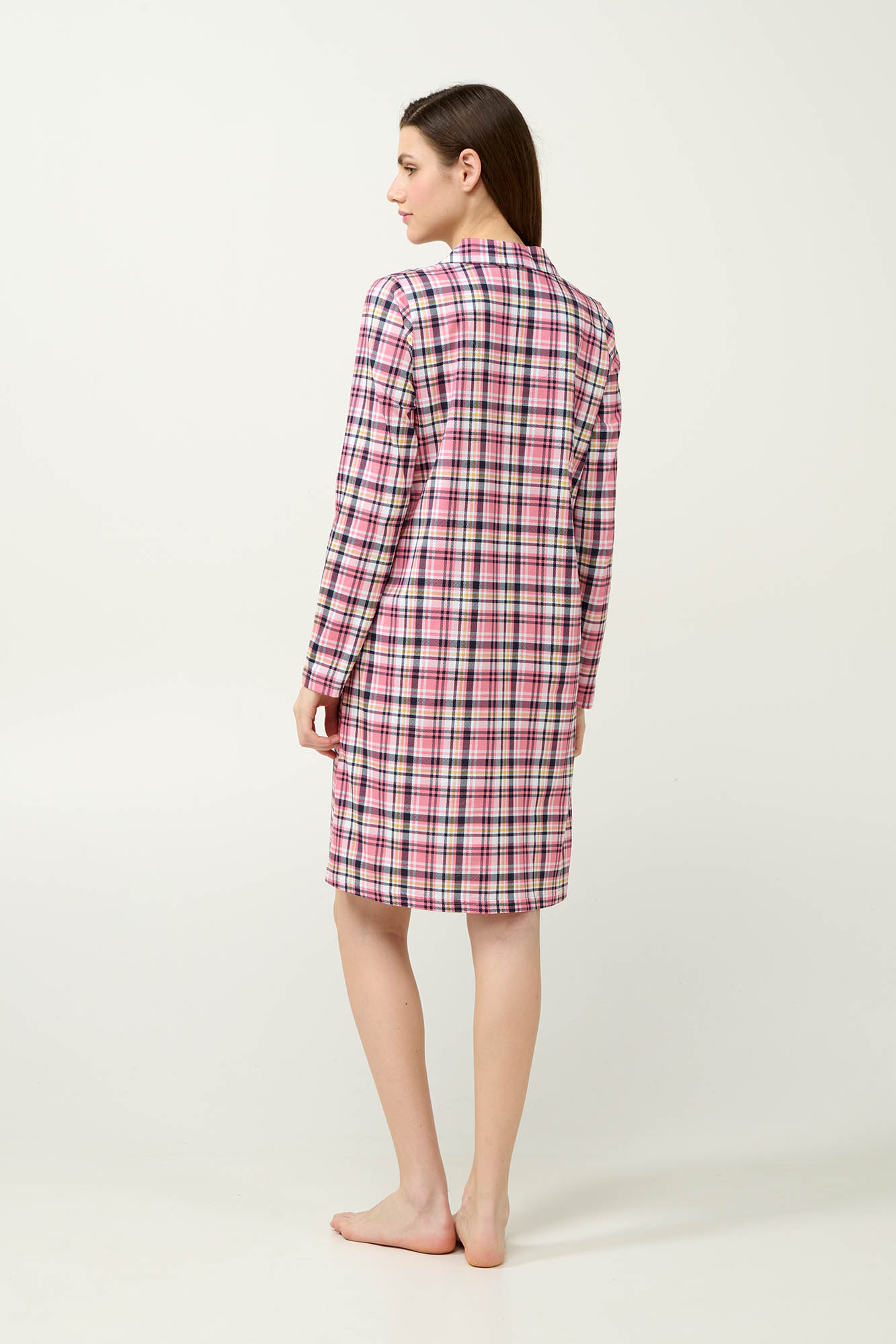 Βαμβακερό Κουμπωτό Καρό Νυχτικό