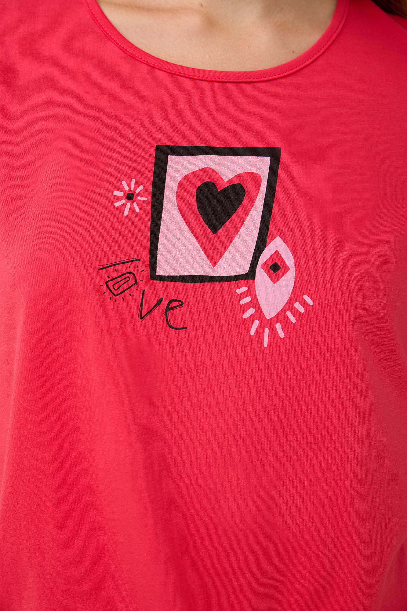 Βαμβακερές Γυναικείες Πυτζάμες με Τύπωμα Καρδιές