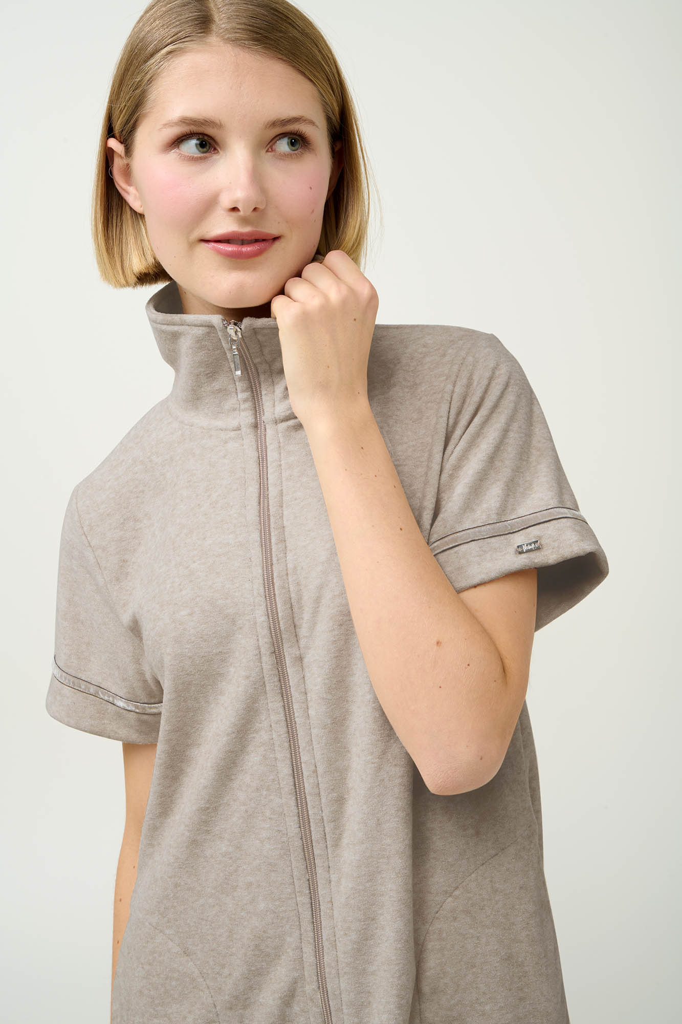 4_0127404797 Γυναικείο Frottee Ρόμπα με Κοντό Μανίκι