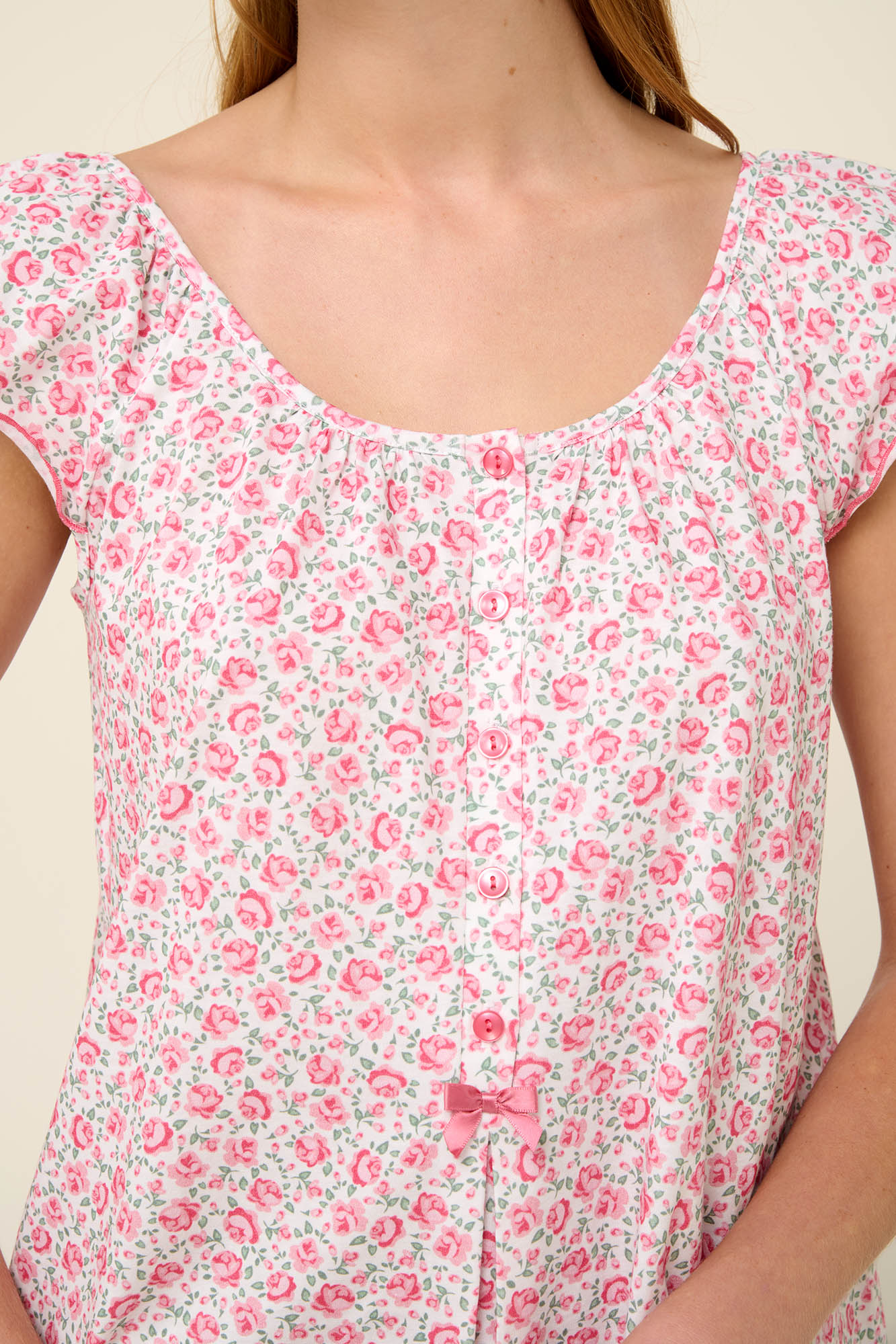 4_0147813708 Καλοκαιρινό Νυχτικό από Βαμβάκι με Πιέτα