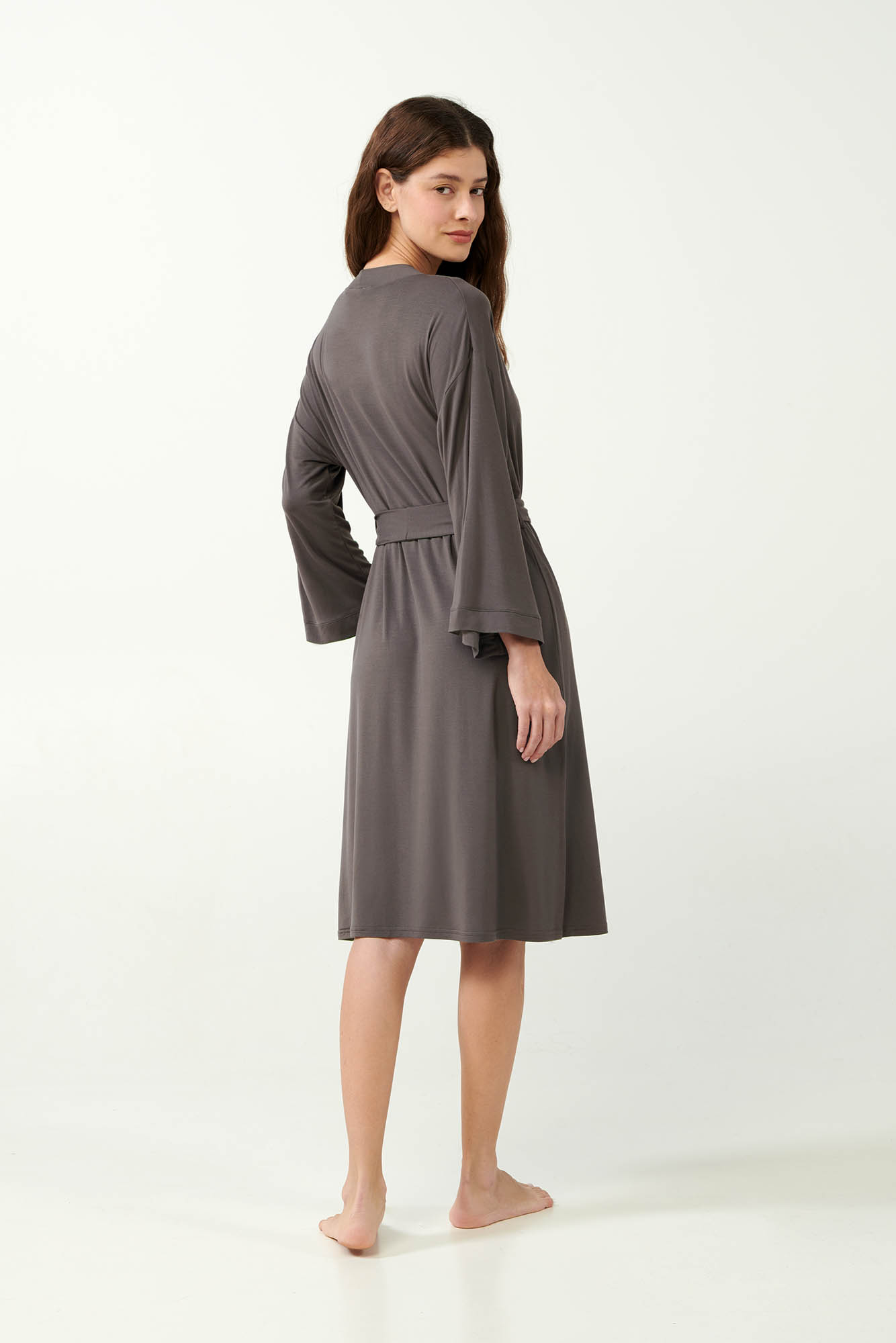 4_0305523098 Μονόχρωμη Micromodal Σταυρωτή Ρόμπα