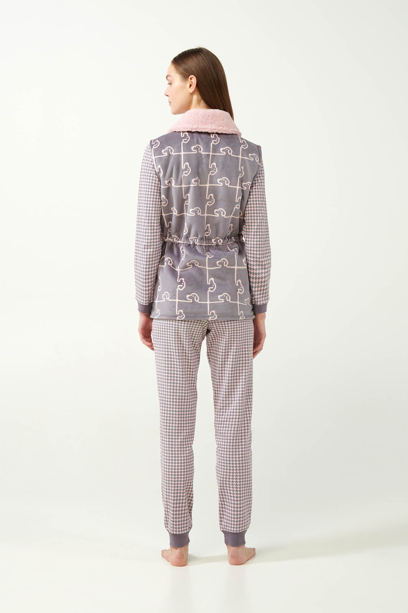 4_0316831165 Fleece Γιλέκο με Σκύλο-Παζλ Μοτίβο