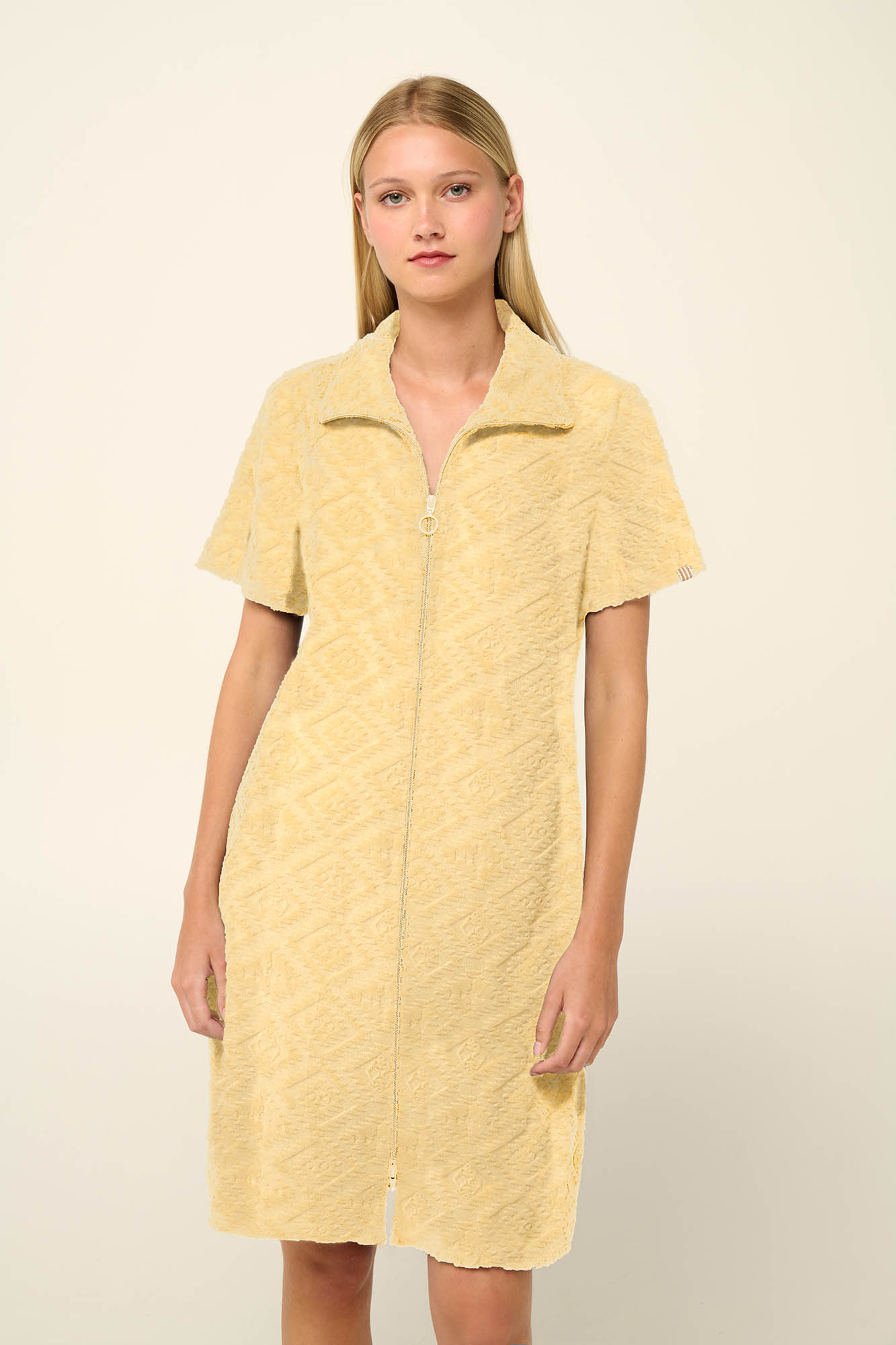 Μονόχρωμο Frottee Φόρεμα Θαλάσσης με Φερμουάρ