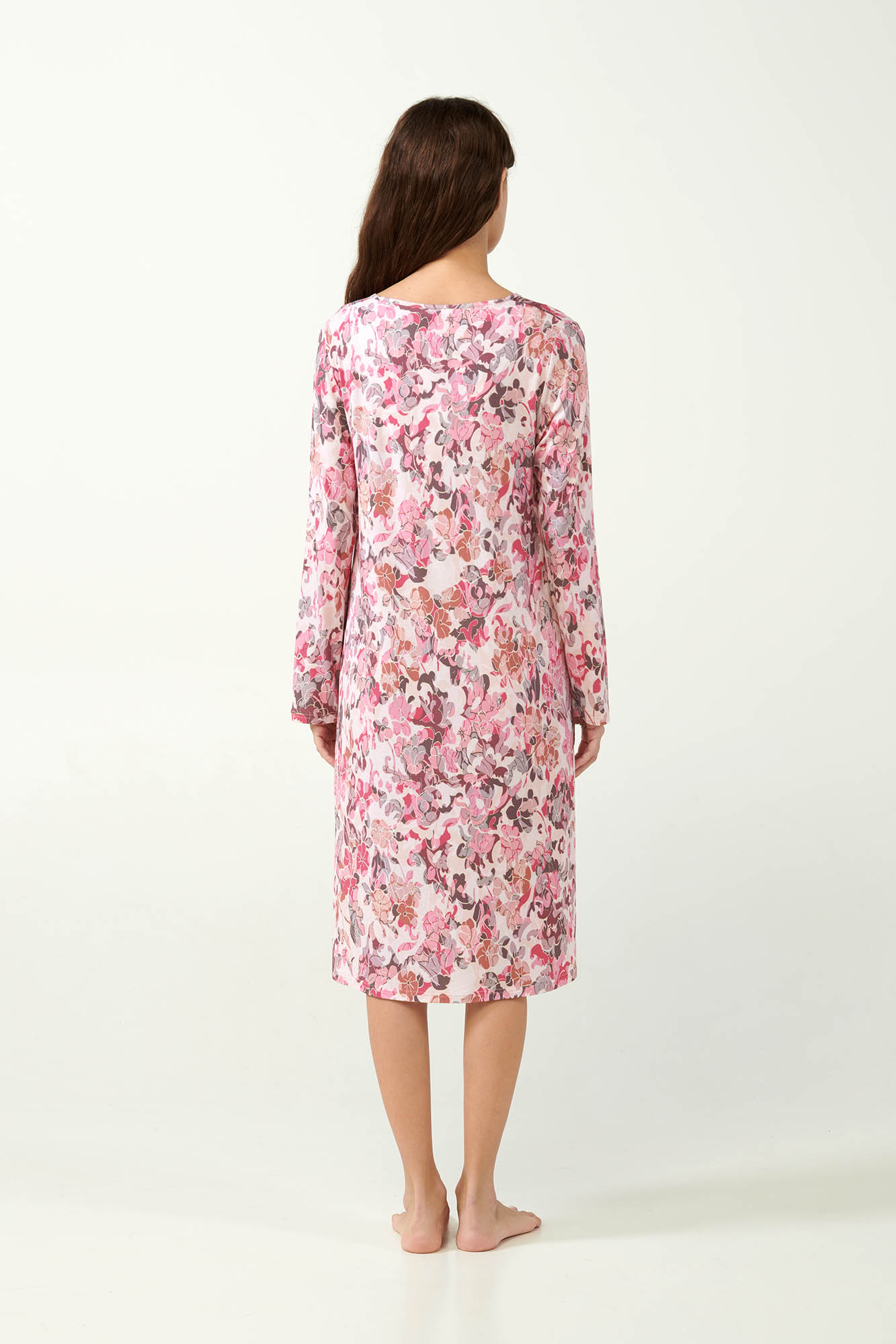 4_0395001209 Micromodal Φλοράλ Νυχτικό με Λαιμόκοψη V