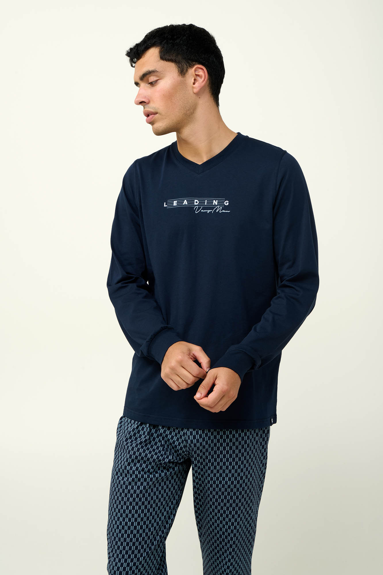 Ανδρική Βαμβακερή Πυτζάμα με Μανσέτες