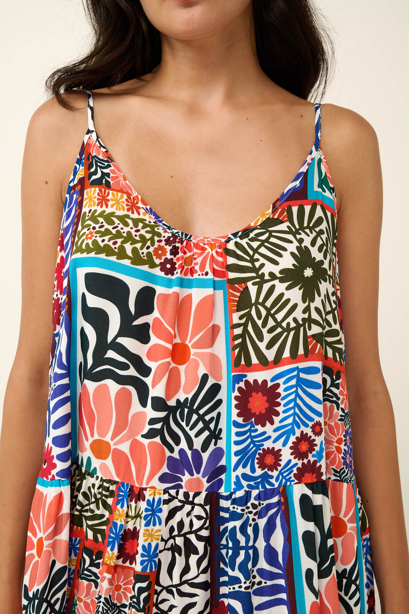 4_0486544611 Εμπριμέ Καλοκαιρινό Φόρεμα με Τιράντες