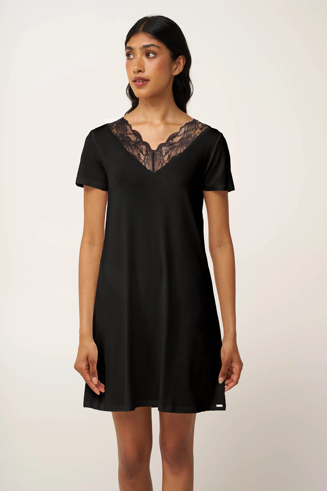 4_0491419043 Micromodal Νυχτικό με Δαντέλα