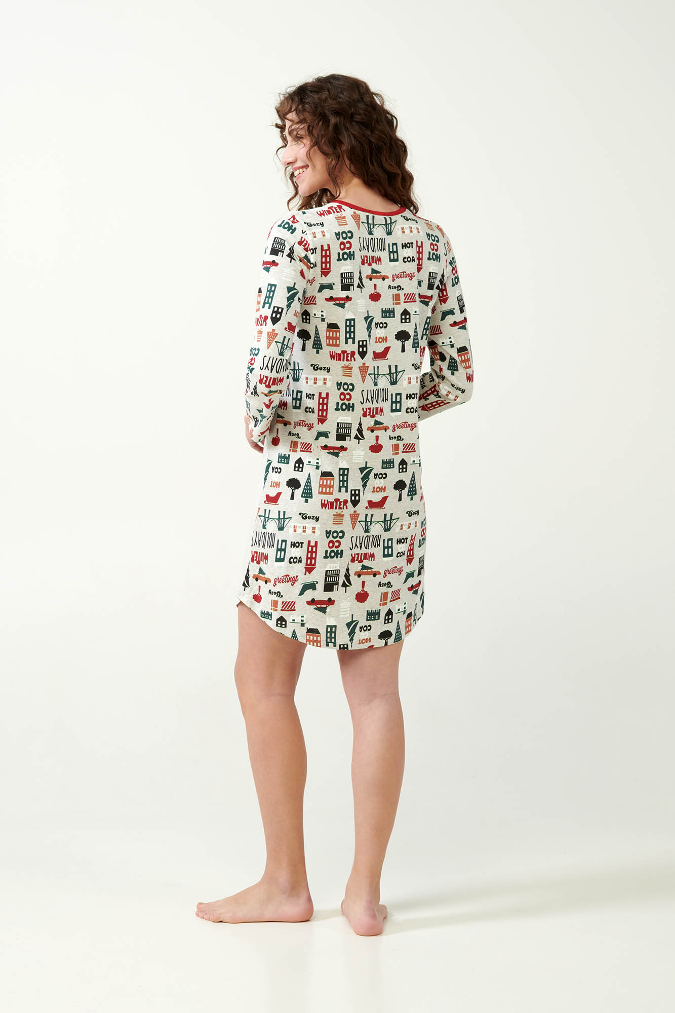 4_0524935740 Νυχτικό από Βαμβάκι με Μακρύ Μανίκι