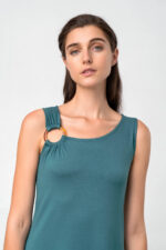 Μονόχρωμο Αμάνικο Φόρεμα - Image 4