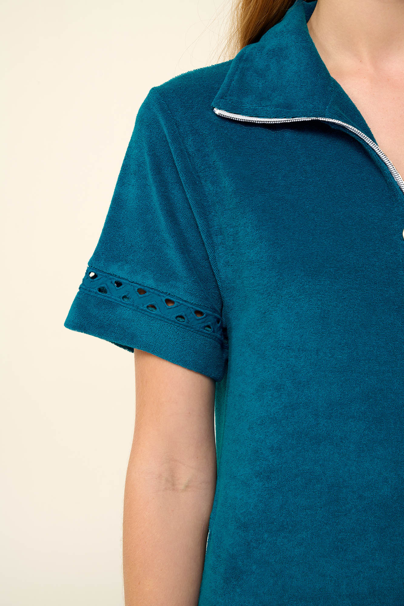 Μονόχρωμο Frottee Φόρεμα Θαλάσσης με Φερμουάρ