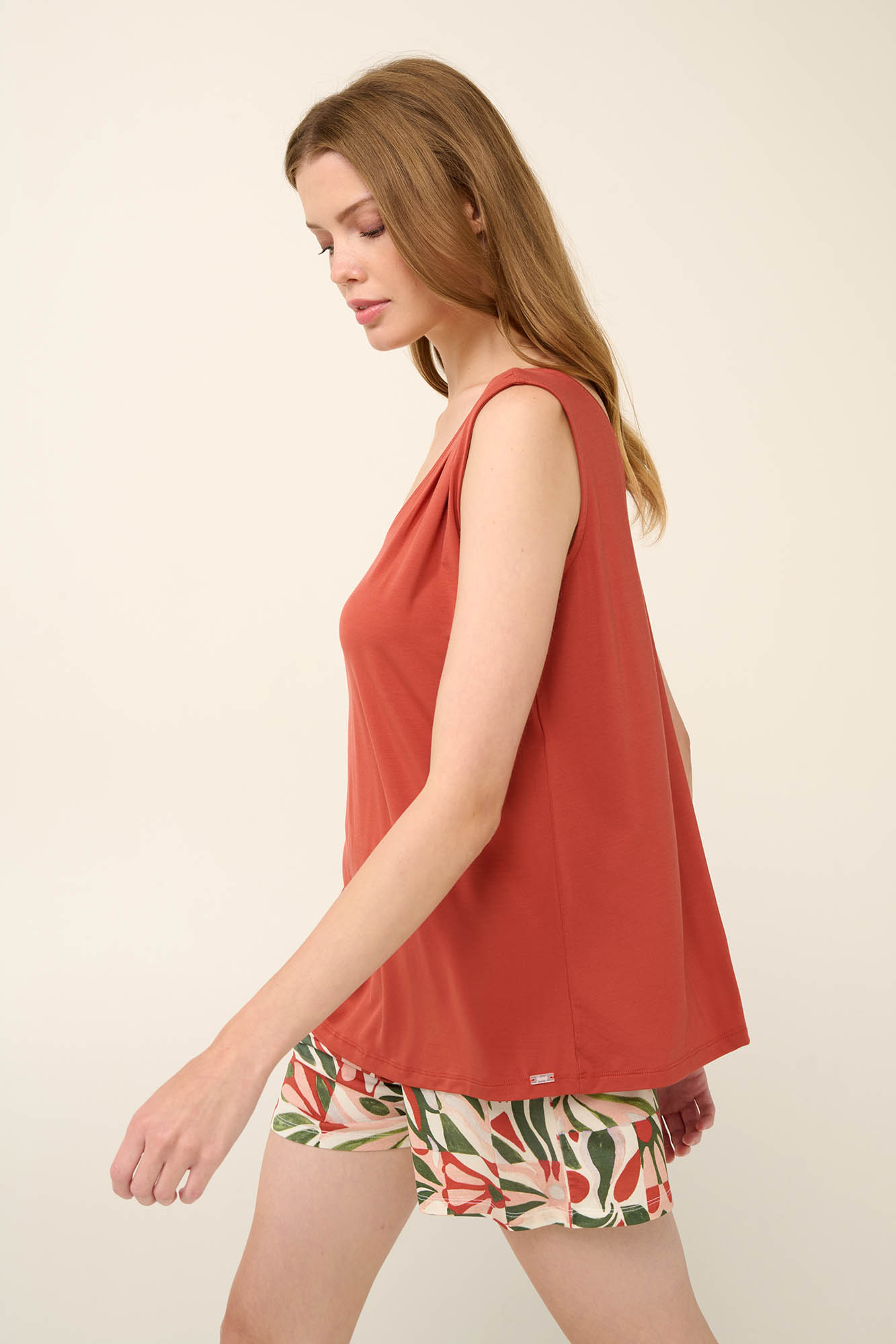 Γυναικεία Πυτζάμα Micromodal με Κοντό Παντελόνι