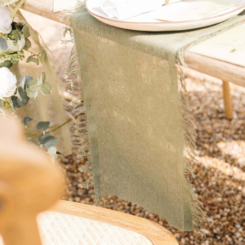 Beauty Home Ράννερ με ξέφτια – πρασινο ευκαλυπτου 30 cm x 3 m