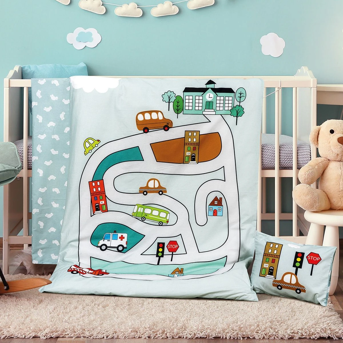 Beauty Home Σετ σεντόνια βρεφικά Road Art 5184 120x160 Εμπριμέ