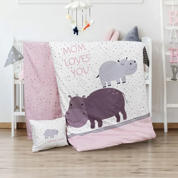 Beauty Home Σετ σεντόνια βρεφικά Hippo Art 5187 120x160 Εμπριμέ