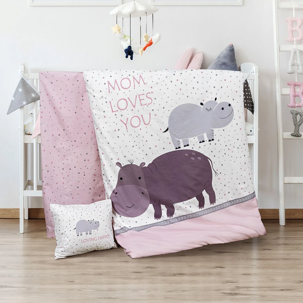 Beauty Home Σετ σεντόνια βρεφικά Hippo Art 5187 120x160 Εμπριμέ