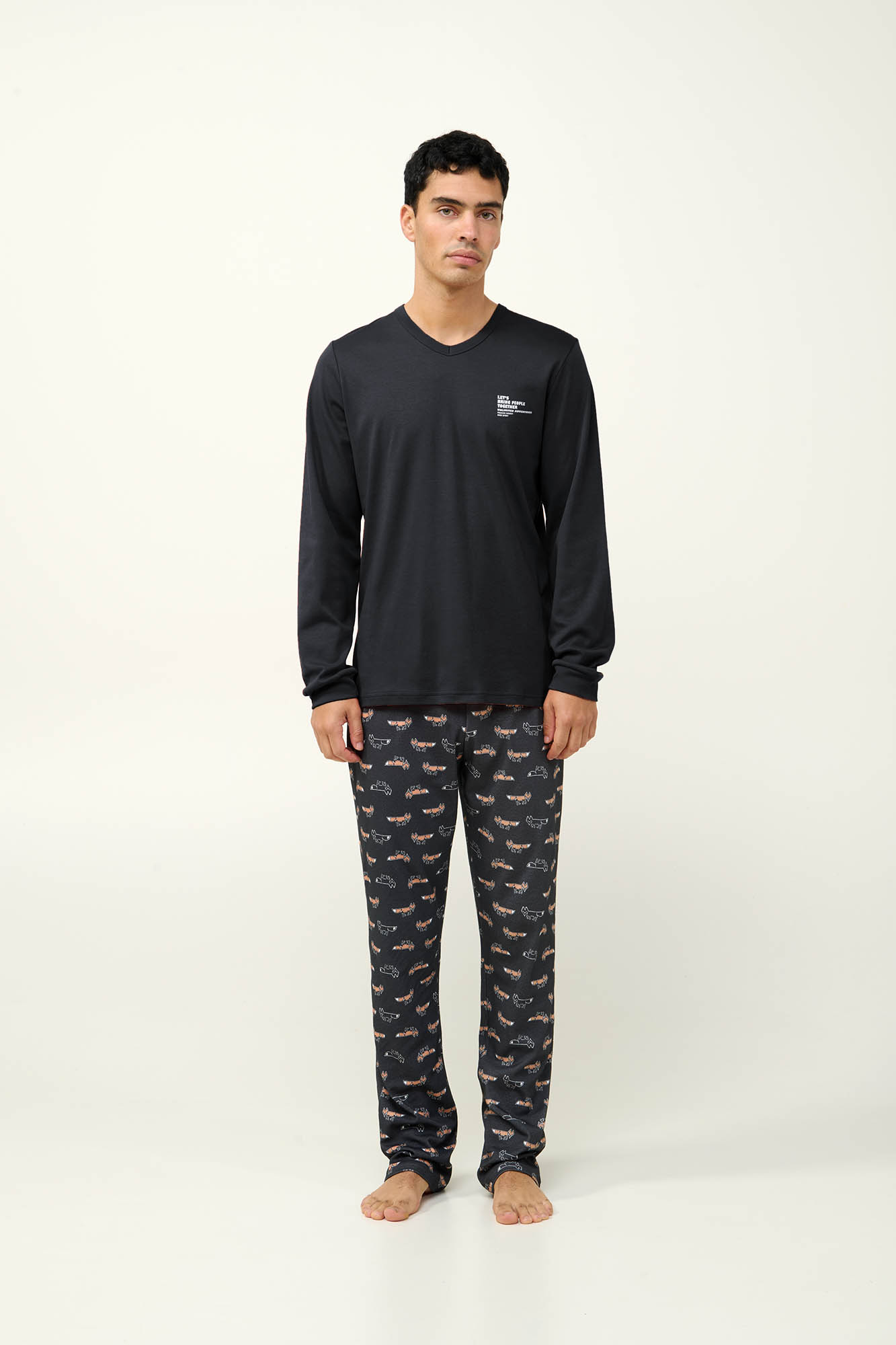 Ανδρική Βαμβακερή Πυτζάμα με Μανσέτες