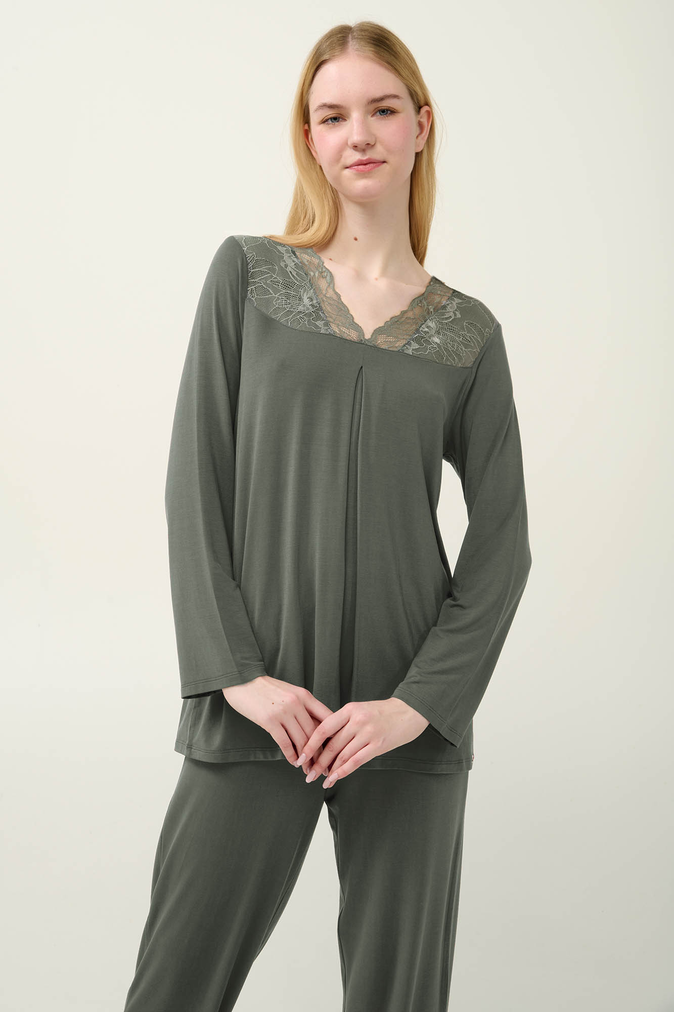 5_0742422465 Γυναικεία Πυτζάμα Micromodal με Πιέτα