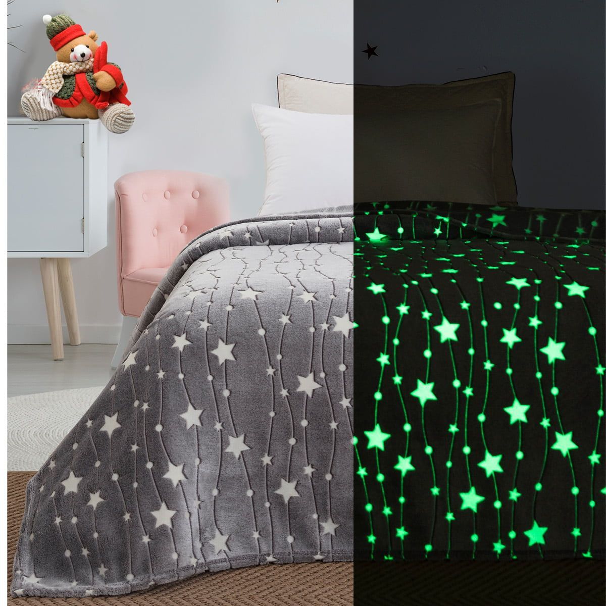 Beauty Home Κουβέρτα μονή φωσφορίζουσα Flash Art 6136 160x220 Γκρι