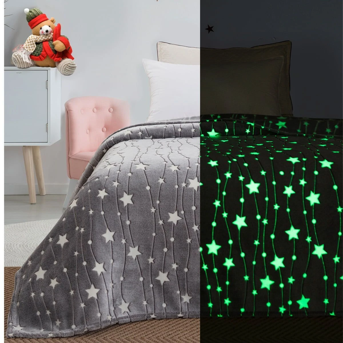 6136_b Beauty Home Κουβέρτα μονή φωσφορίζουσα Flash Art 6136 160x220 Γκρι