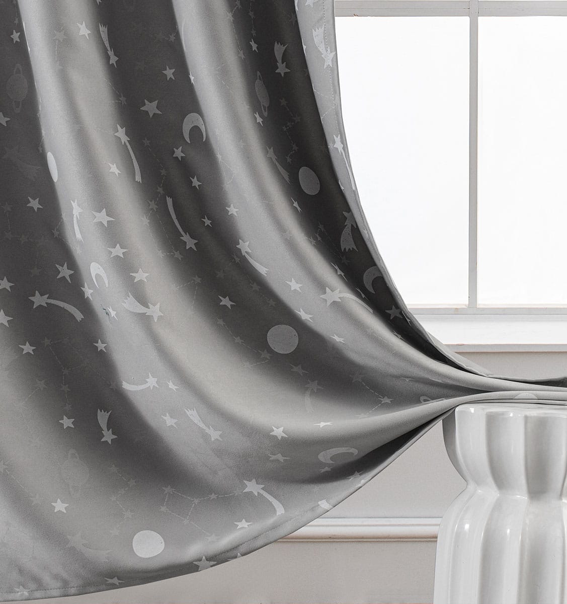 Beauty Home Κουρτίνα φωσφορίζουσα με τρέσα Art 6141 140x270 Γκρι