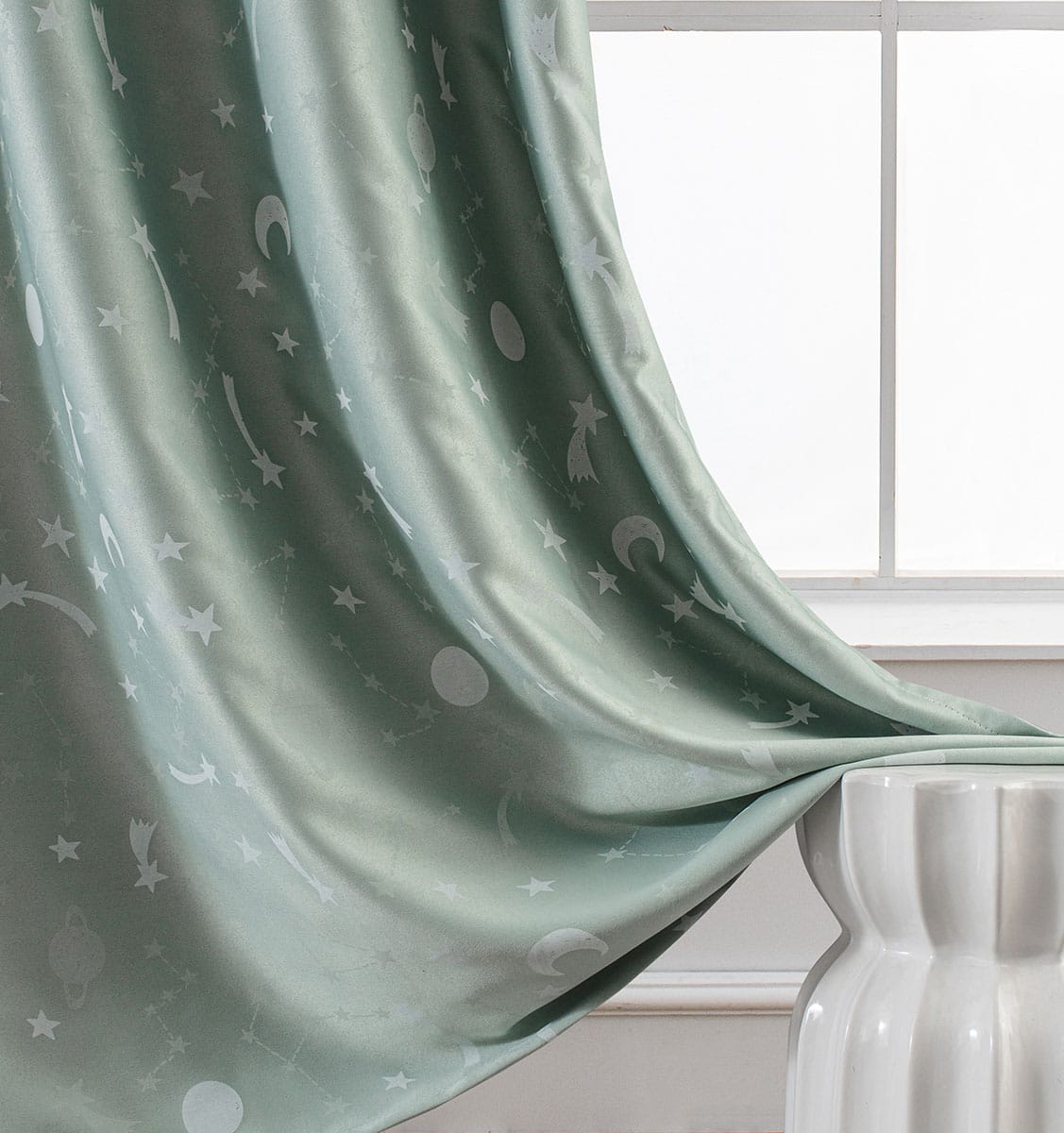 Beauty Home Κουρτίνα φωσφορίζουσα με τρέσα Art 6141 140x270 Μέντα