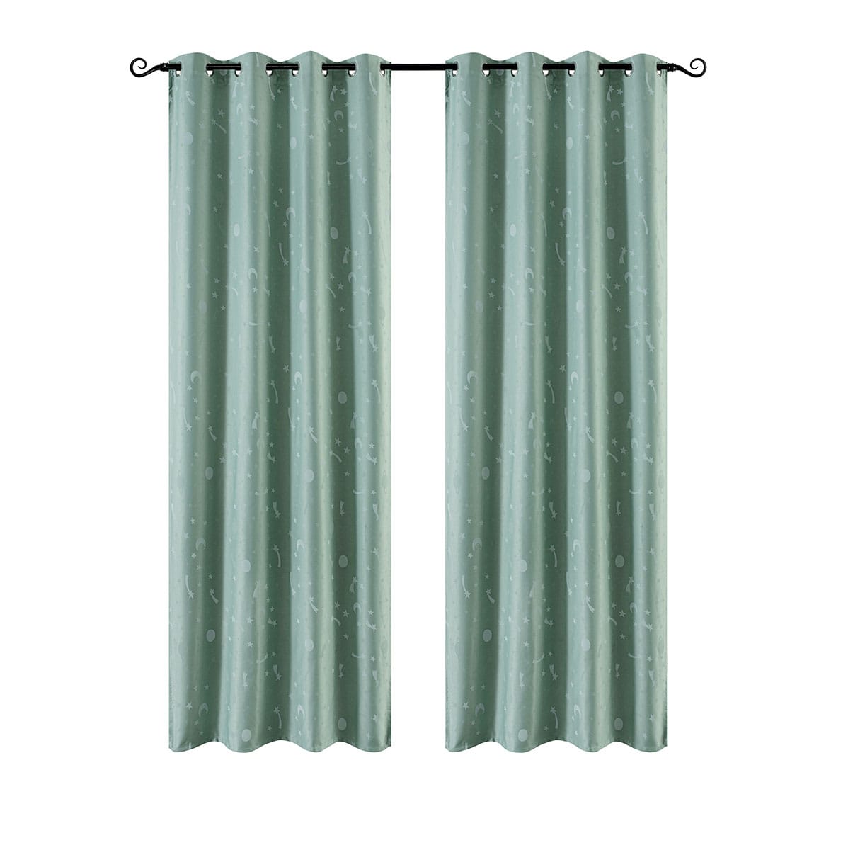 6140-menta Beauty Home Κουρτίνα φωσφορίζουσα με 8 κρίκους Art 6140 140x260 Μέντα