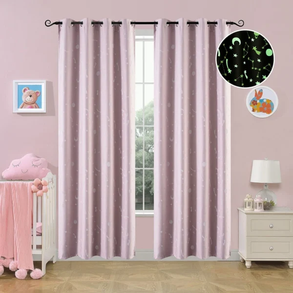 6140-pink-a Beauty Home Κουρτίνα φωσφορίζουσα με 8 κρίκους Art 6140 140x260 Ροζ