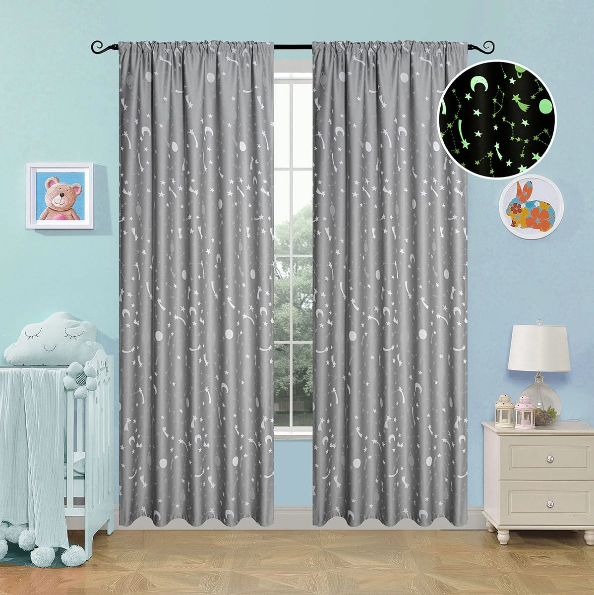 6141-grey-a Beauty Home Κουρτίνα φωσφορίζουσα με τρέσα Art 6141 140x270 Γκρι