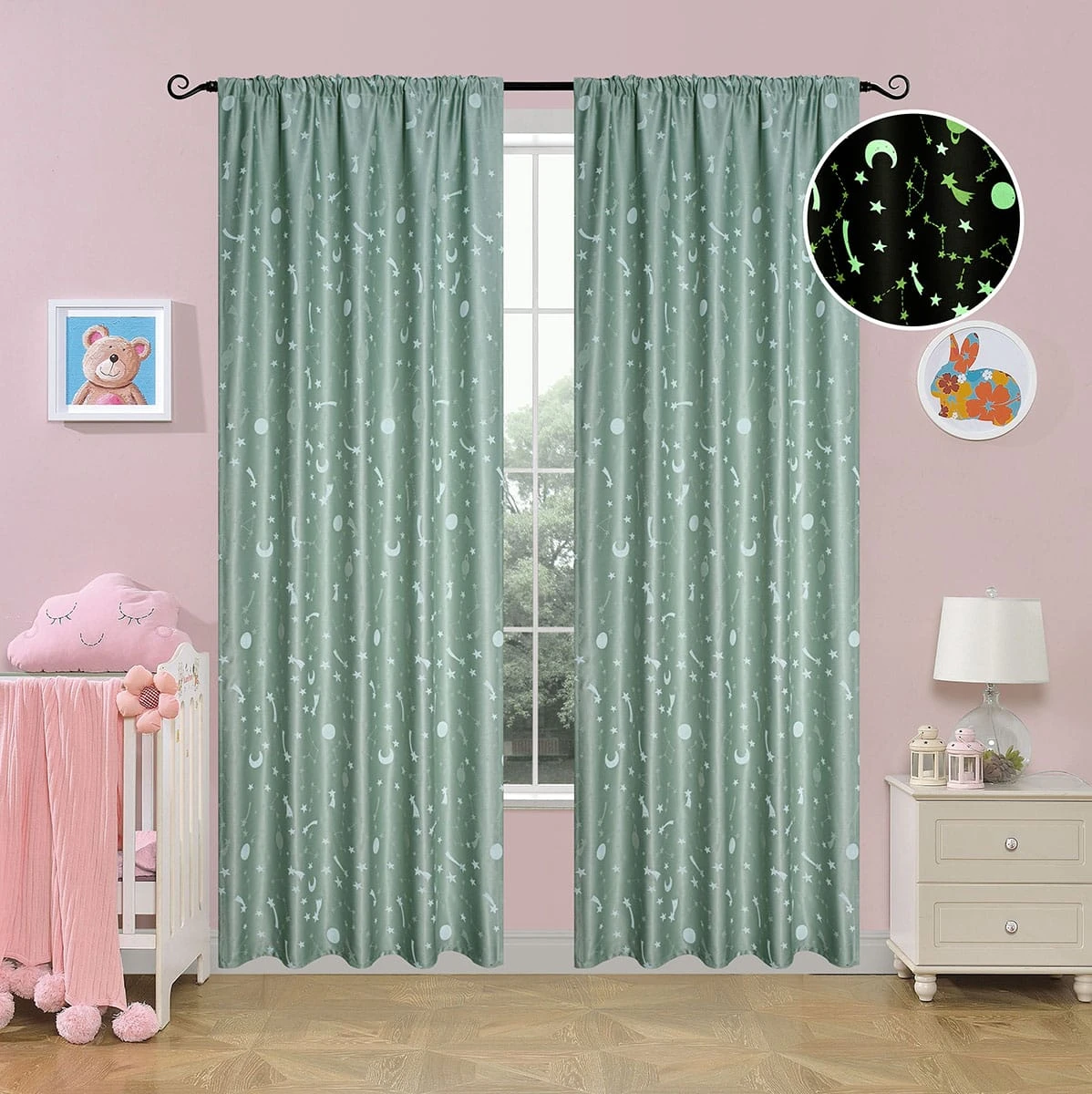 6141-menta-a Beauty Home Κουρτίνα φωσφορίζουσα με τρέσα Art 6141 140x270 Μέντα