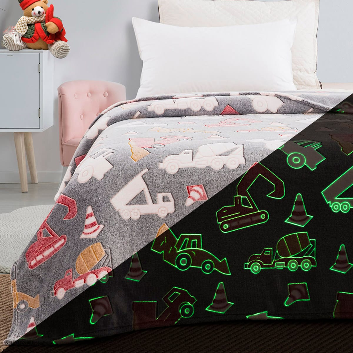 Beauty Home Κουβέρτα μονή φωσφορίζουσα Flash Art 6147 160x220 Γκρι