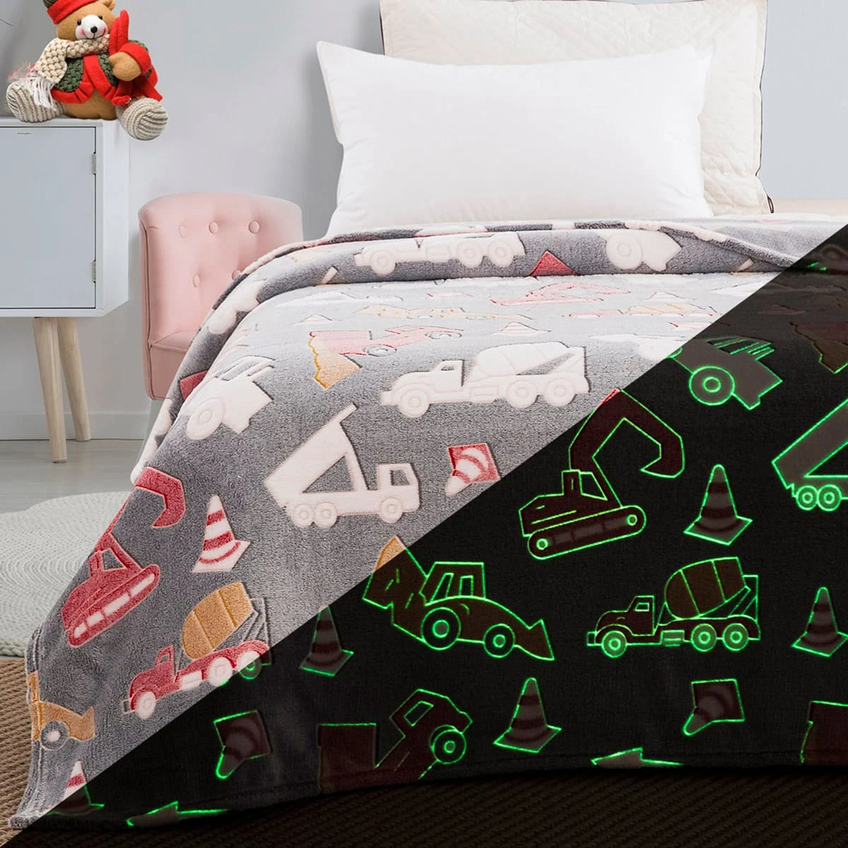 6147_b Beauty Home Κουβέρτα μονή φωσφορίζουσα Flash Art 6147 160x220 Γκρι