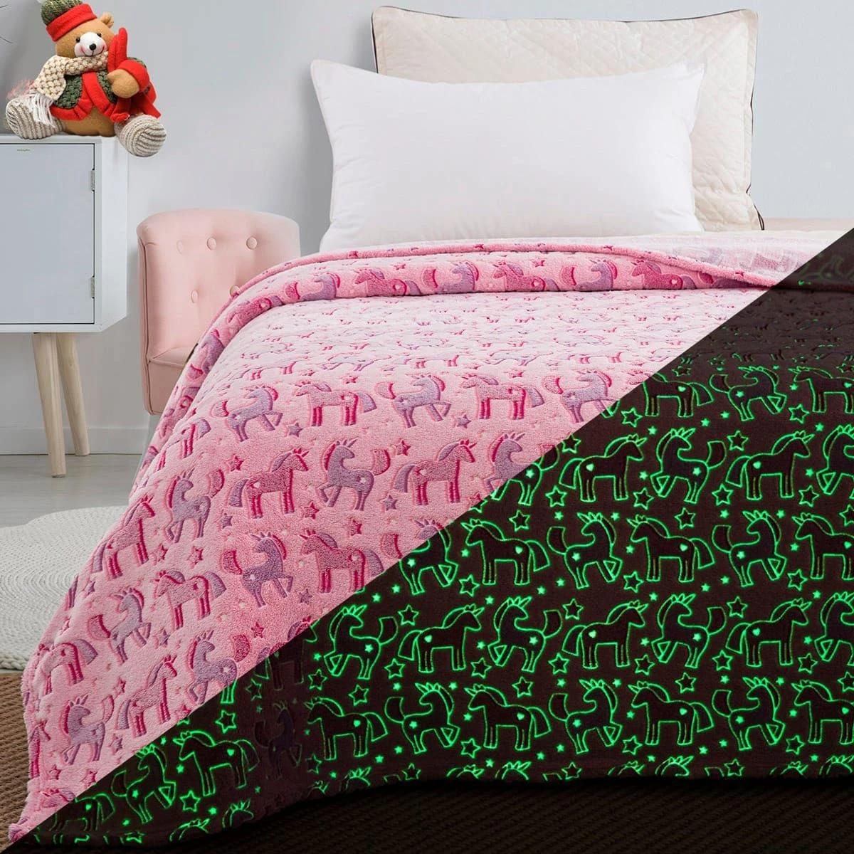 6148_b Beauty Home Κουβέρτα μονή φωσφορίζουσα Flash Art 6148 160x220 Ροζ